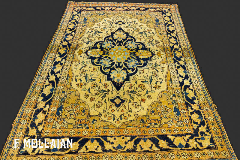 Antique Persian Kashan Mohtasham Rug n°:17285636